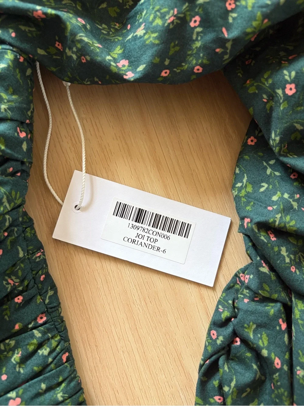NWT Women’s Reformation Dark Green Floral Joi Top